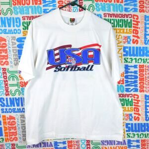 Vintage 1996 USA Softball Tour T Shirt Size XL Road To Atlanta Worcester MA